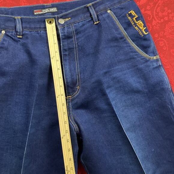 Vintage Y2k FUBU Baggy Jeans Mens 40x34 Blue Raw Denim Skater Wide Leg - Picture 7 of 14